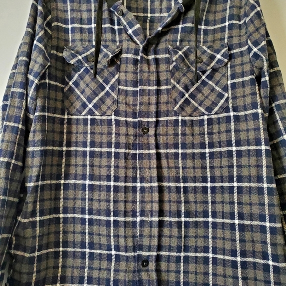 Mens Golden Tree Button Up Hooded Flannel Jacket size medium multicored - Picture 5 of 6